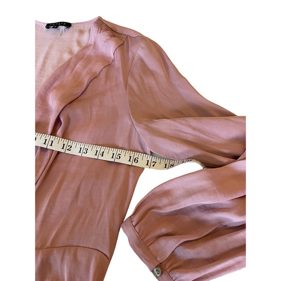 1. State Blouse Top Shirt Size Small Rose Peplum Long Sleeves,Surplice Neck - Picture 11 of 12